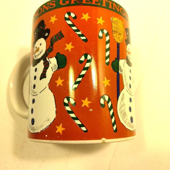 Riviera Van Beers Christmas Coffee Cup Seaseons Greetings Snowman Signature Mug - Picture 9 of 9